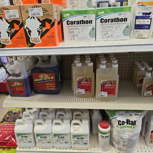 Animal health supplies inside of North Arkansas Farm Supply