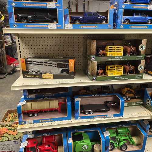 Toys and supplies inside of North Arkansas Farm Supply