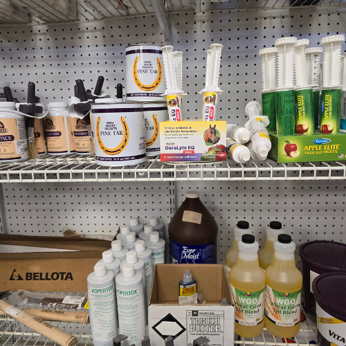 Horse supplies inside of North Arkansas Farm Supply