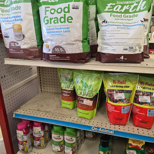 Lawn and garden supplies inside of North Arkansas Farm Supply