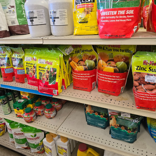 Lawn and garden supplies inside of North Arkansas Farm Supply