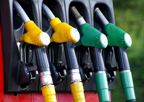 A close up of gas pumps